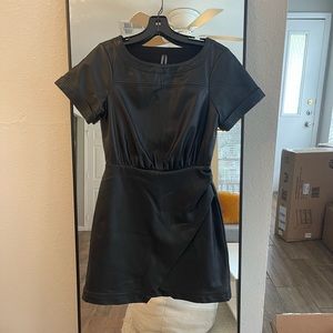 Anthropologie Black Leather Dress